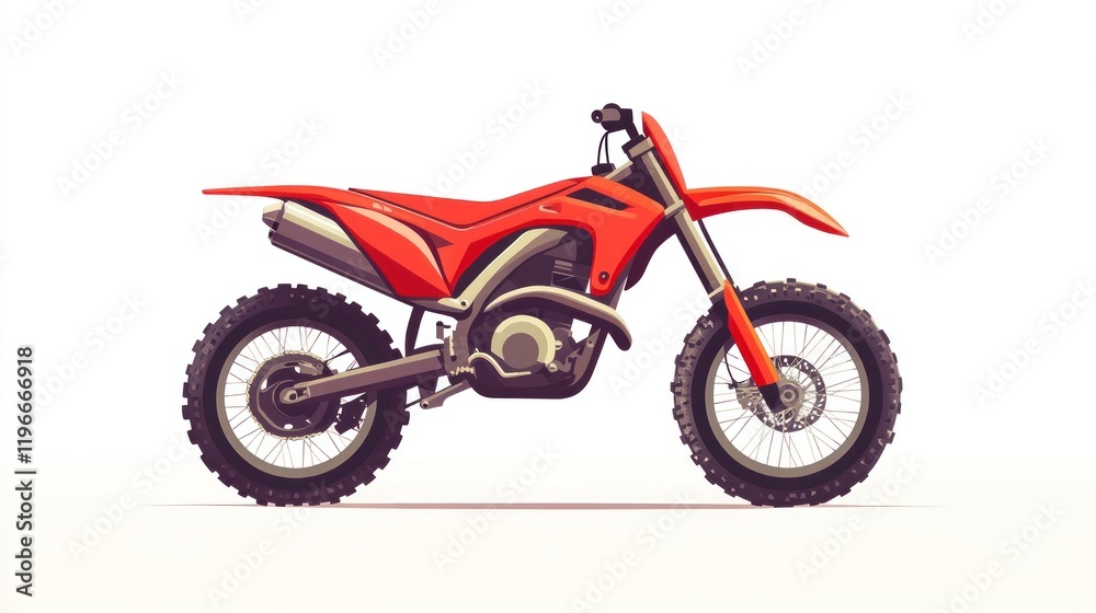 Red dirt bike, motocross, off-road motorcycle isolated on white background. Red dirt bike, motocross, off-road motorcycle isolated on white background.