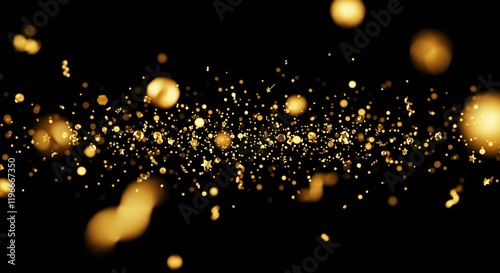 Golden Glitter Confetti Stars Burst Background