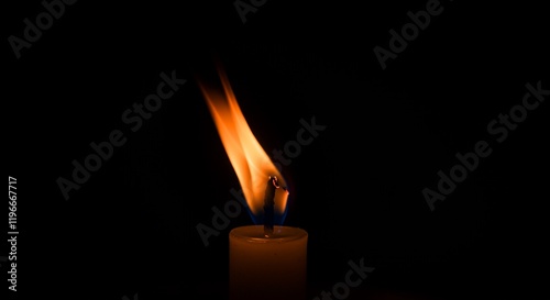 Burning Candle Flame in Darkness Light Hope Remembrance