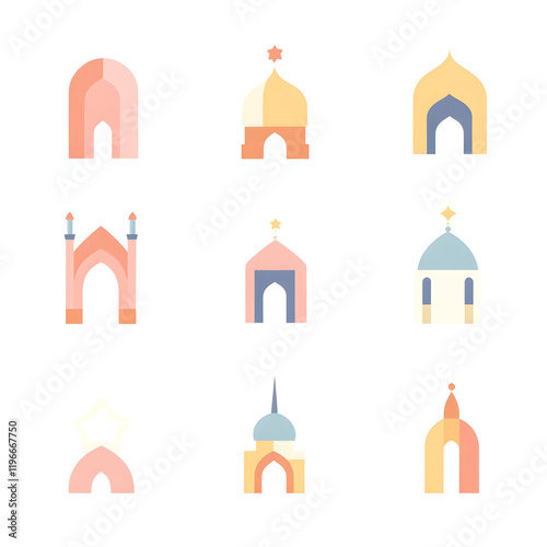 A set of icons a minimalist Eid Al-Fitr