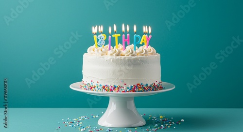 Festive Birthday Cake with Candles Sprinkles