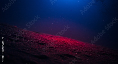 Dark Red Sand Under Blue Night Sky Mystical Desert Landscape