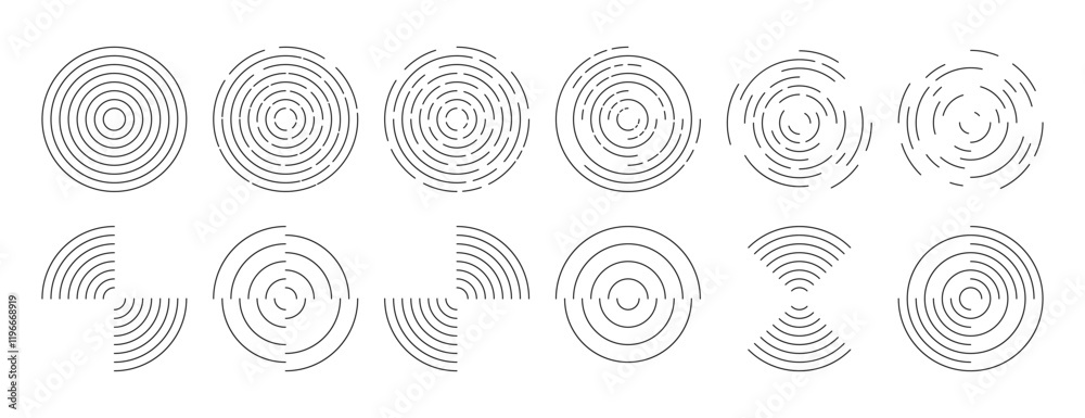 Circular Ripple Set Vector Icons 
