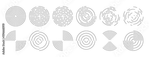 Circular Ripple Set Vector Icons 