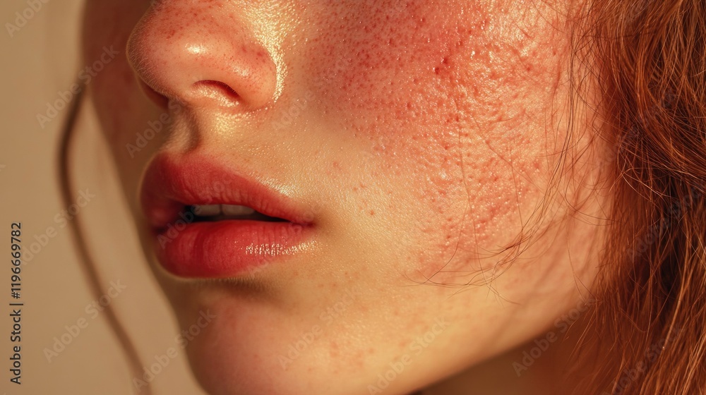 Obraz premium Close-up of facial pores and skin texture. Skincare product demonstration.