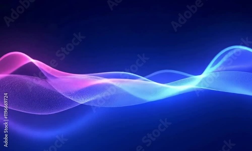 Abstract Blue Background Featuring Flowing Smoke and Fractal Wave Designs.