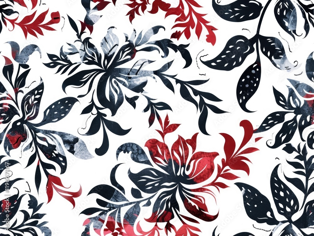 Fototapeta premium A patterned cloth with a floral design in black and white, suitable for various applications such as wallpaper or textiles.