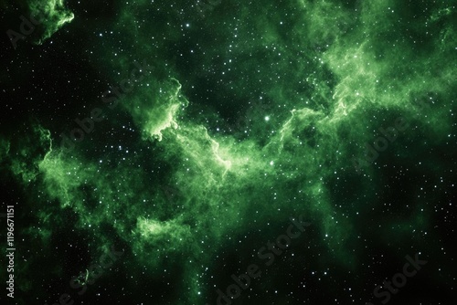 Awe-inspiring view of the cosmos with a vivid green nebula photo