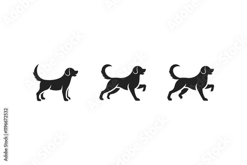 silhouette style dog pose icon set