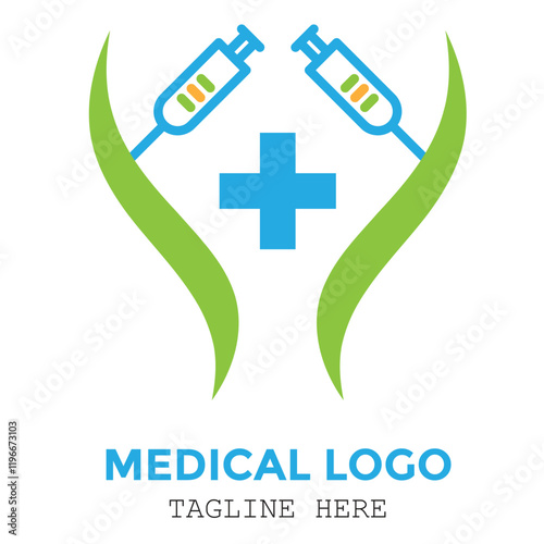 Professional insulin with leaf natural medical expert minimalist logo design