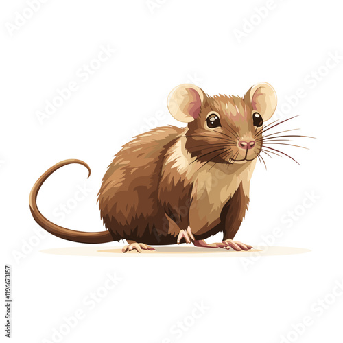 Rat clipart isolated on white. Cartoon style drawing of rodent wild mouse animal. Halloween creepy fauna modern vector illustration