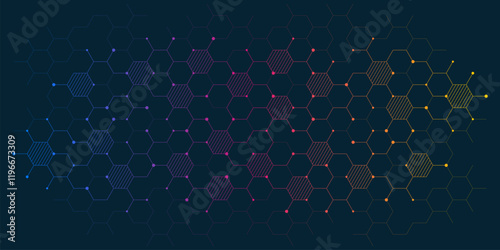 Abstract design element with geometric background of hexagons shape pattern