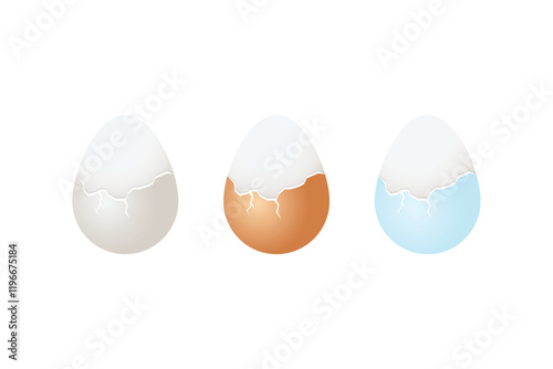 collection of peeled egg icons made in various colors