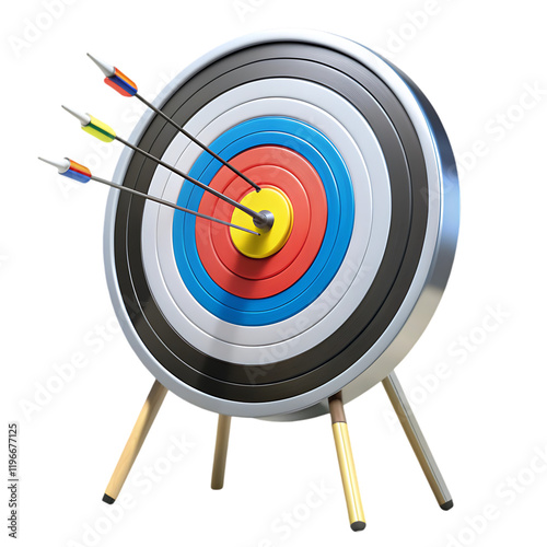 Colorful Archery Target Bullseye Arrows Success Goal 3d aim red blue sport rings stand    
