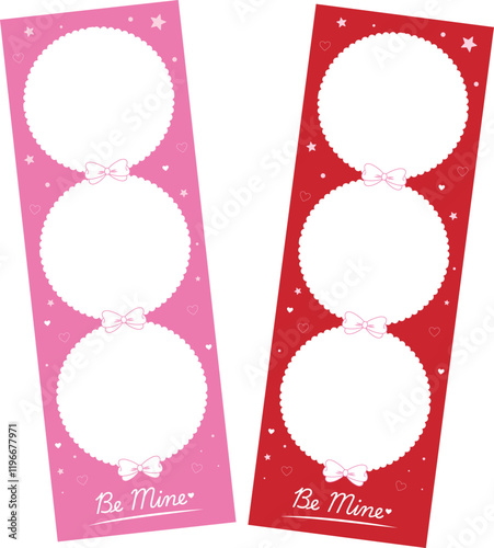 Romantic and Cute Valentine's Day Photo Frame Template with ribbon and stars