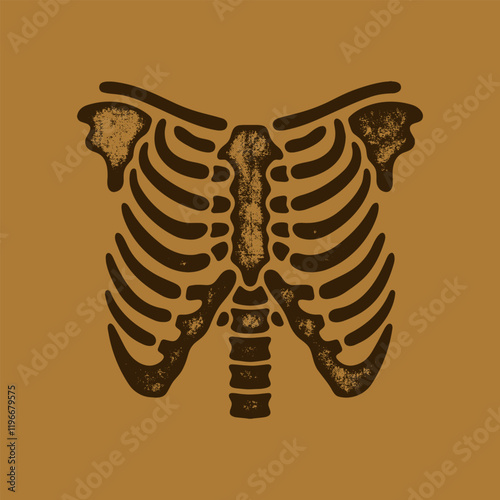 Vintage rib cage logo vector print