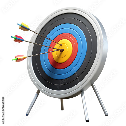 Colorful Archery Target Arrows Success Goal Achievement 3d aim red win blue sport black   