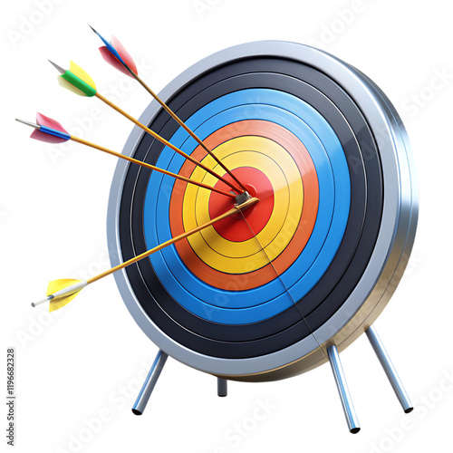 Colorful Archery Target Arrows Bullseye Success Goal 3d aim shot sport rings design vector