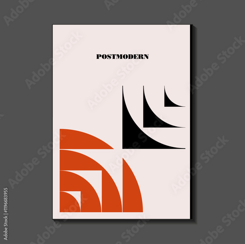 Poster inspired postmodern of vector abstract dynamic symbols with bold geometric shapes, useful for web background, poster art design, magazine front page, hi-tech print, cover artwork