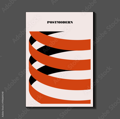 Poster inspired postmodern of vector abstract dynamic symbols with bold geometric shapes, useful for web background, poster art design, magazine front page, hi-tech print, cover artwork
