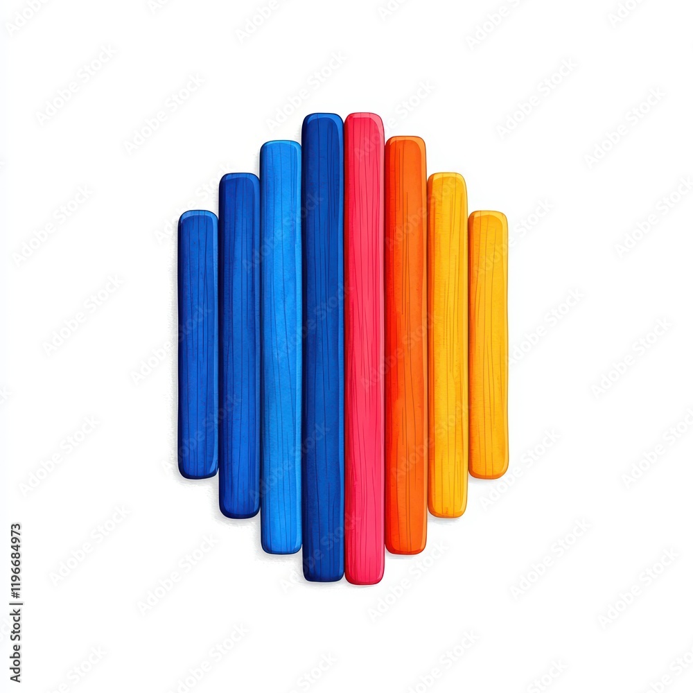 Fototapeta premium Colorful Sticks Arranged in Vertical Pattern on Plain Background