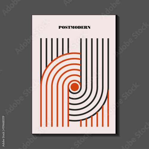Poster inspired postmodern of vector abstract dynamic symbols with bold geometric shapes, useful for web background, poster art design, magazine front page, hi-tech print, cover artwork