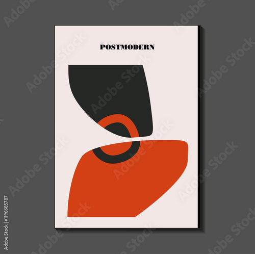 Poster inspired postmodern of vector abstract dynamic symbols with bold geometric shapes, useful for web background, poster art design, magazine front page, hi-tech print, cover artwork