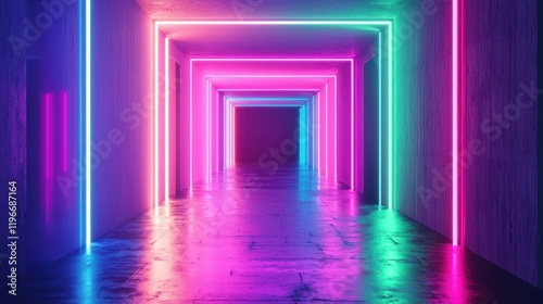 Neon Lights Corridor: A Psychedelic Virtual Journey