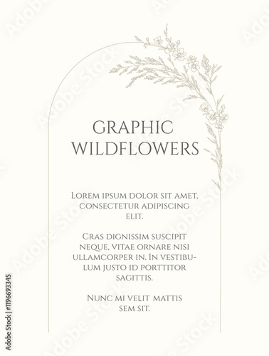 Arched frame of wildflowers and blooming grass.
