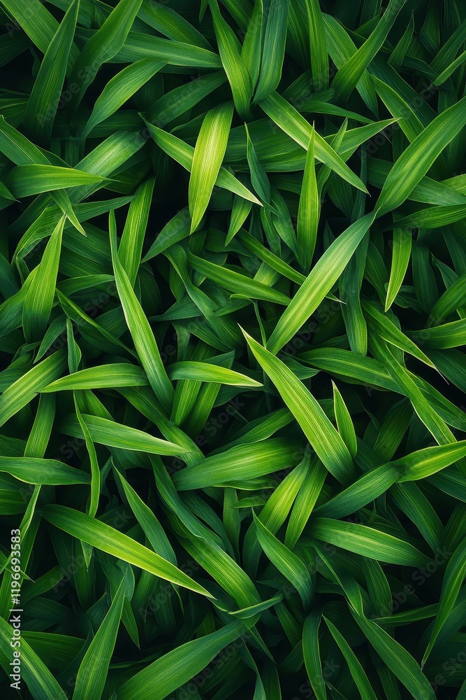 Lush Green Bamboo Leaves Forming a Dense and Vibrant Natural Pattern in a Serene Outdoor Setting