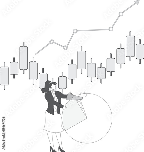 Return on investment, dividends or investment profit, business investors get profits from investment, investment growth growth followed by a lot of income, Businessman cutting out a piece of pie chart