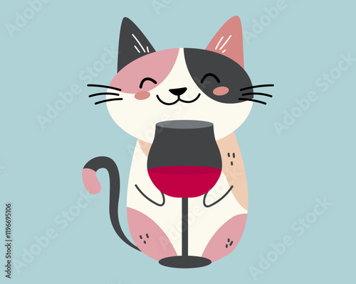 Cartoon cat. Cute Sticker. Vector.