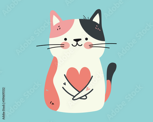 Cartoon cat. Cute Sticker. Vector.