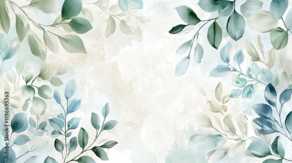 Serene Watercolor Leaves: A Tranquil Botanical Art Print Serene Watercolor Leaves: A Tranquil Botanical Art Print