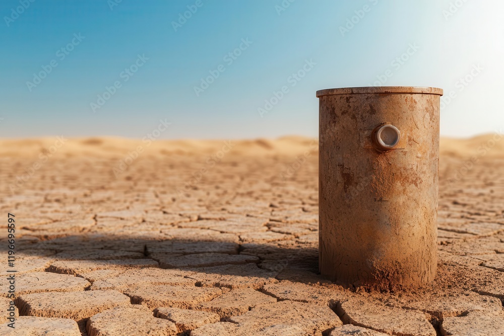 Naklejka premium renewable energy concept. Solar-powered water pumps in a parched landscape, showcasing the cost-effectiveness of renewable energy technology