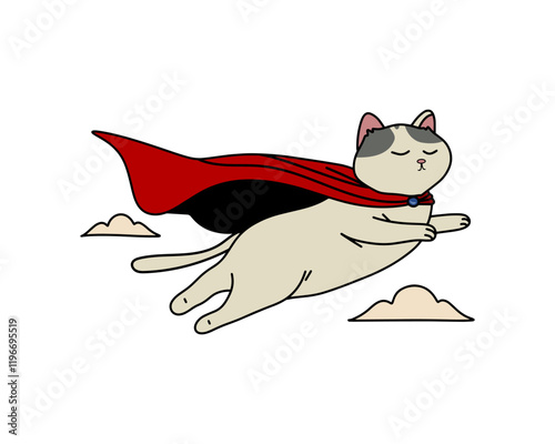 Super Cat. Cartoon character. Vector.