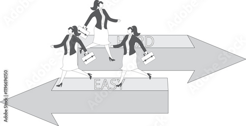 Easy career path with many enthusiasts and a hard career path with few enthusiasts