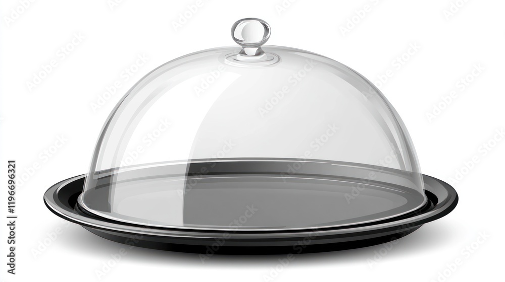 Elegant Glass Food Dome on Black Tray: A Culinary Presentation Elegant Glass Food Dome on Black Tray: A Culinary Presentation