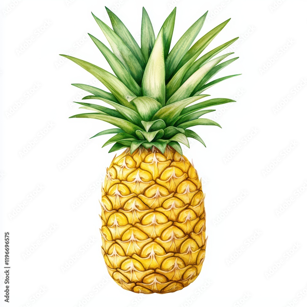 Fresh Pineapple with Green Leaves on Isolated White Background Fresh Pineapple with Green Leaves on Isolated White Background
