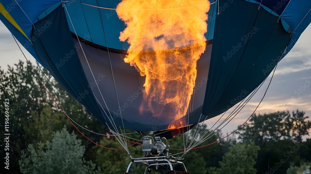 Obraz premium A single hot air balloon burner flame