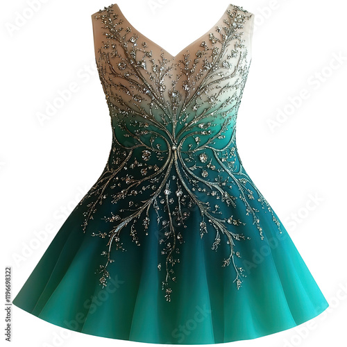 Elegant figure skating dress with sparkling details transparent background