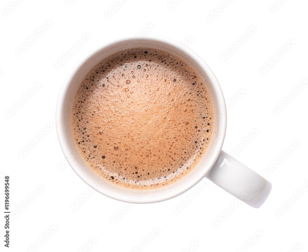 Cup of hot chocolate drink isolated on transparent background. Top view. Flat lay. Cup of hot chocolate drink isolated on transparent background. Top view. Flat lay.