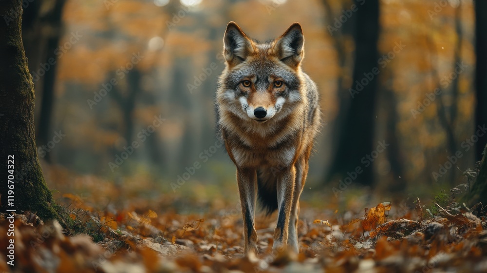 Majestic coyote in autumn forest Majestic coyote in autumn forest