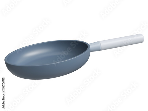 Cute 3d frying pan with transparent background in an everyday breakfast concept. 3d rendering