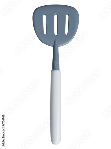 Cute 3d slotted spatula with transparent background in an everyday breakfast concept. 3d rendering