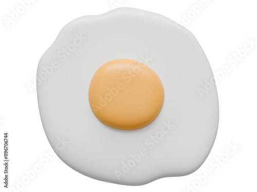 Cute 3d fried egg with transparent background in an everyday breakfast concept. 3d rendering