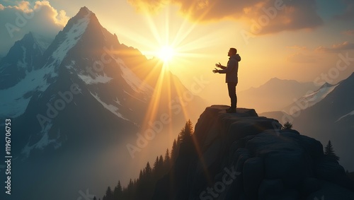 Wallpaper Mural Divine Power at Dawn: A Silhouette of Faith Torontodigital.ca