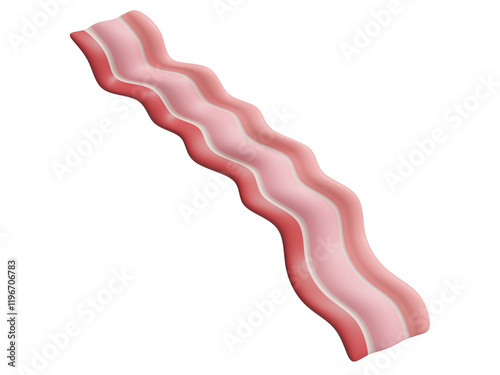 Cute 3d bacon with transparent background in an everyday breakfast concept. 3d rendering