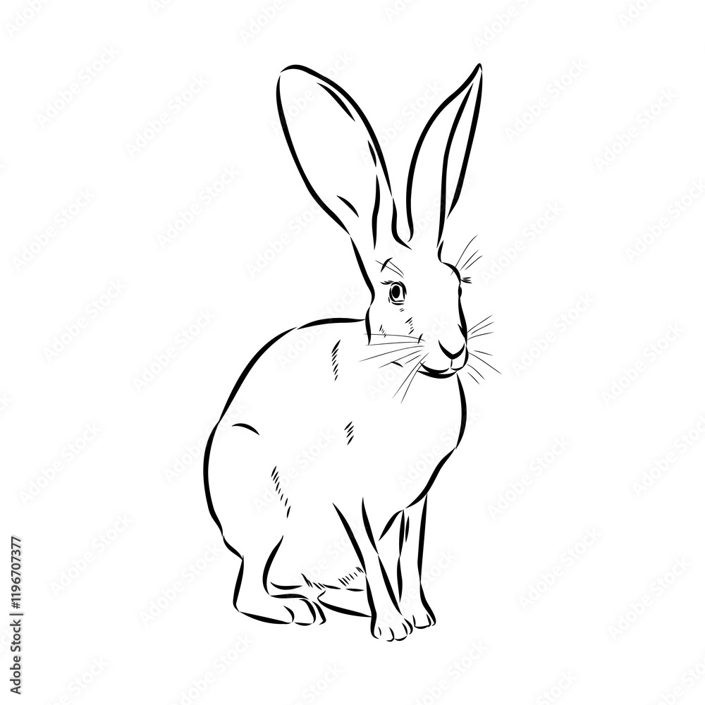 Wild Hare, Hand-Drawn Vector, Graphic Style, Abyssinian hare, vector sketch Wild Hare, Hand-Drawn Vector, Graphic Style, Abyssinian hare, vector sketch