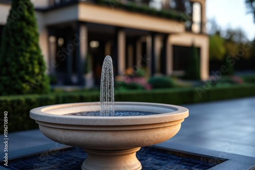 Serene Fountain in Luxurious Estate Garden